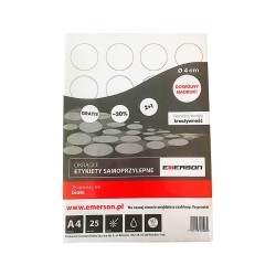 Etykieta samoprzylepna Emerson kółka 40 mm A4 - biały (ETOKBIA002x025x010)