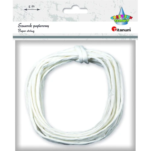 Sznurek Titanum Craft-Fun Series papierowy biały 5 m (g14)