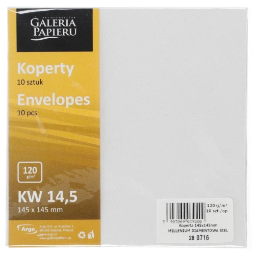 Koperta millenium diamentowa biel K kw - biały diamentowy 145 mm x 145 mm