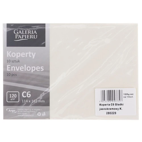 Koperta Galeria Papieru gładki C6 - kremowy 114 mm x 162 mm (280229)