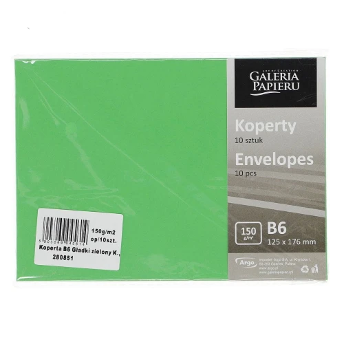 Koperta gładki zielony k 150 B6 - Zielony 125 mm x 176 mm (280851)