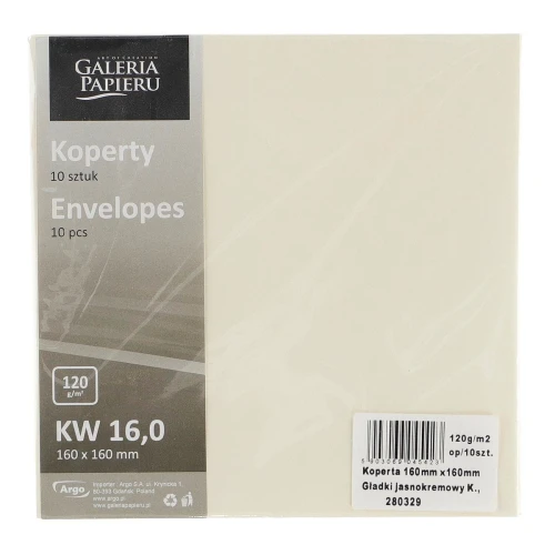 Koperta Galeria Papieru gładki - kremowy 160 mm x 160 mm (280329)