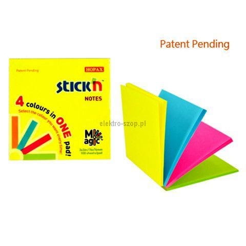 Notes samoprzylepny Stick'n Magic Pads neon mix 100k 76 mm x 76 mm (21571)