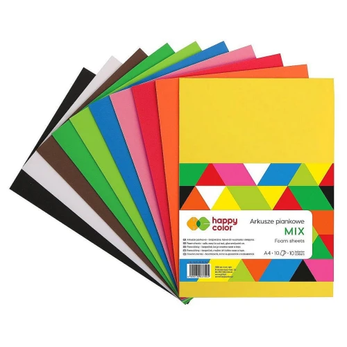 Arkusz piankowy Happy Color kolor: mix 10 ark. 200 mm x 300 mm (HA 7130 2030-MIX)