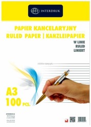 Papier kancelaryjny Interdruk A3 linia 297 mm x 420 mm (PAKA100L)