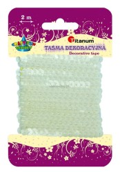 Taśma ozdobna Titanum Craft-Fun Series z cekinami biała 6 mm 2 m (363644)