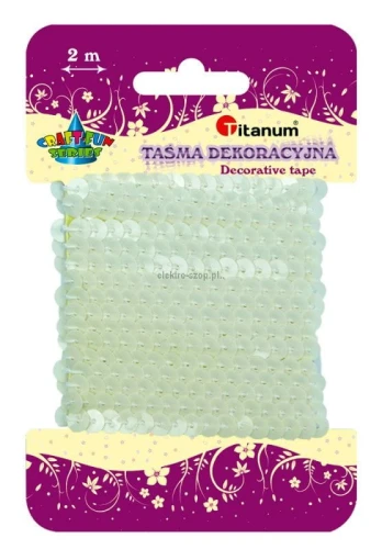 Taśma ozdobna Titanum Craft-Fun Series z cekinami biała 6 mm 2 m (363644)
