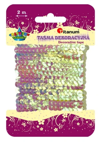 Taśma ozdobna Titanum Craft-Fun Series z cekinami kremowa 6 mm 2 m