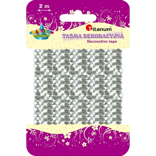 Taśma ozdobna Titanum Craft-Fun Series z cekinami srebrna 6 mm 2 m (363633)