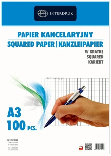 Papier kancelaryjny Interdruk A3 krata 297 mm x 420 mm (PAKA100)