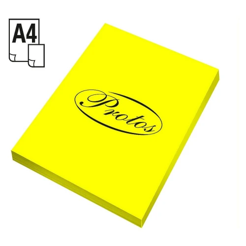 Papier kolorowy Protos fluo A4 - żółty 75 g