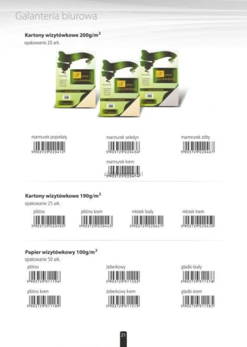 Papier ozdobny (wizytówkowy) Protos Gładki A4 - biały 100 g