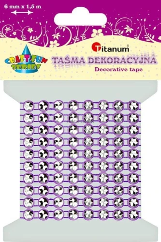 Taśma ozdobna Titanum Craft-Fun Series z kryształkami fioletowa 4 mm 1,5 m (0,6x150cm)