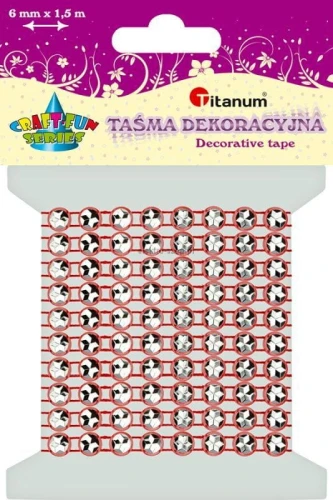 Taśma ozdobna Titanum Craft-Fun Series z kryształkami czerwona 4 mm 1,5 m (363494)