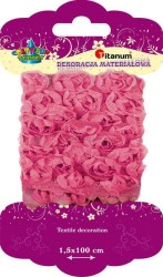 Ozdoba materiałowa Titanum Craft-Fun Series materiałowe róże na tiulowej tasiemce (D22)
