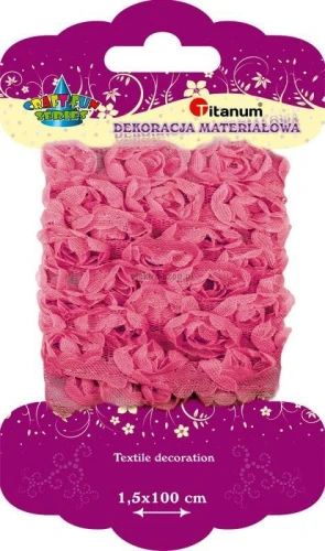 Ozdoba materiałowa Titanum Craft-Fun Series materiałowe róże na tiulowej tasiemce (D22)