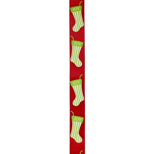 Wstążka Titanum Craft-Fun Series Xmas nadruk skarpety czerwona 15 mm 3 m (363076)