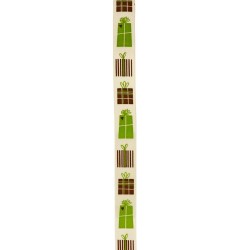 Wstążka Titanum Craft-Fun Series Xmas nadruk prezenty ecru 15 mm 3 m (363074)