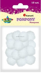 Pompony Titanum Craft-Fun Series białe 15 szt