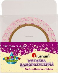 Taśma ozdobna Titanum Craft-Fun Series tekstylna samoprzylepna w kropki biała 15 mm 4 m