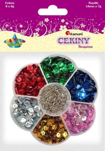 Cekiny Titanum Craft-Fun Series 6 kolorów mix 7 g (7HPB)