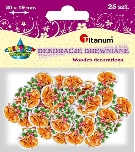 Dekoracje drewniane Titanum Craft-Fun Series Dzwonki bożonarodzeniowe do przyszycia