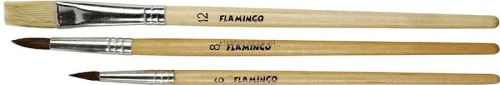 Pędzel Flamingo drewniany uchyt zestaw 3 szt. (PS-01)