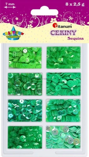 Cekiny Titanum Craft-Fun Series 8 kolorów zielone 2,5 g (3G8P 160162)