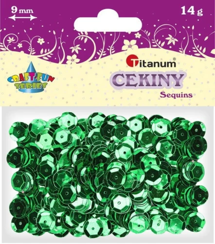 Cekiny Titanum Craft-Fun Series okrągłe 9mm zielone 14 g (268301)