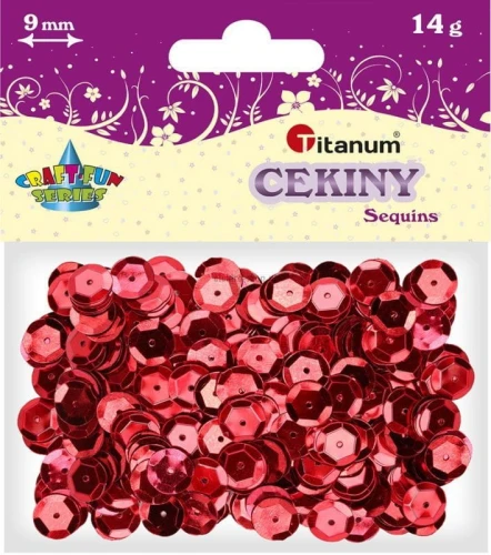 Cekiny Titanum Craft-Fun Series okrągłe 9mm czerwone 14 g (268300)
