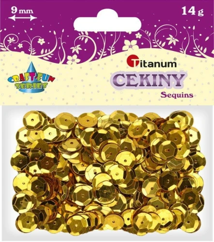 Cekiny Titanum Craft-Fun Series okrągłe 9mm złote 14 g (268299)