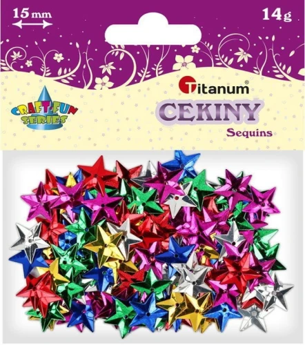 Cekiny Titanum Craft-Fun Series gwiazdki 15mm mix 14 g (CG035)