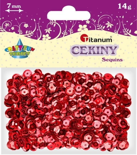 Cekiny Titanum Craft-fun Series okrągłe 7mm czerwone 14 g (CM6R)