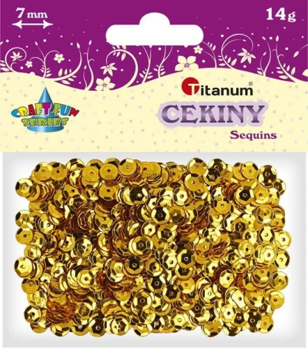 Cekiny Titanum Craft-Fun Series okrągłe 7mm złote 14 g (CM6G)