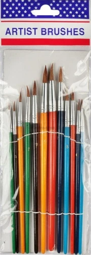 Komplet pędzli stożkowych do farb akwarelowych 12 szt. nr od 1 do 12
