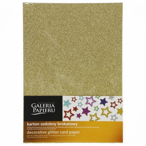 Papier ozdobny (wizytówkowy) Galeria Papieru brokatowy złoty A4 - złoty 210 g (208106)