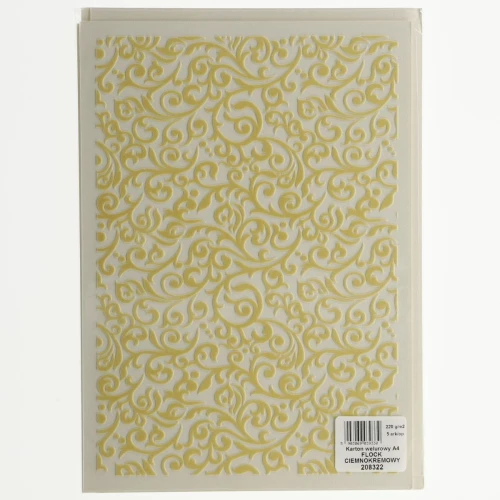 Papier ozdobny (wizytówkowy) Galeria Papieru welurowy flock ciemnokremowy 220g A4 - kremowy 220 g (208322)