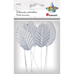 Ozdoba materiałowa Titanum Craft-Fun Series Liście na druciku srebrne (SY-007)