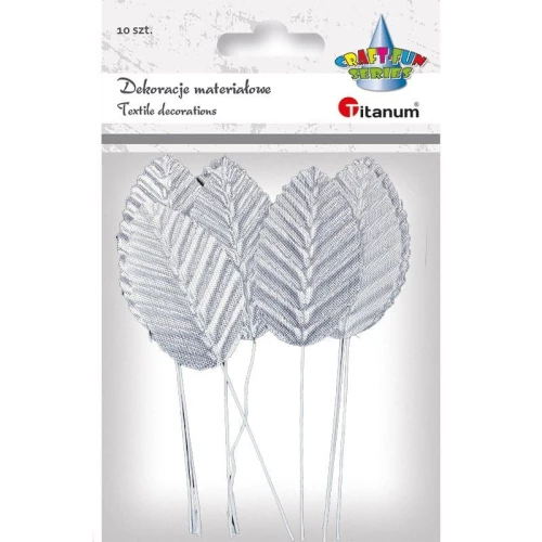 Ozdoba materiałowa Titanum Craft-Fun Series Liście na druciku srebrne (SY-007)