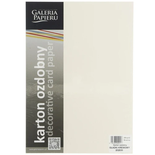 Papier ozdobny (wizytówkowy) Galeria Papieru gładki kremowy A4 - kremowy 200 g (202830)