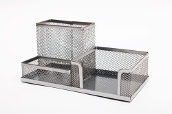 Przybornik na biurko Tres - srebrny (SPB3A/SR)