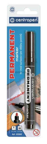 Marker permanentny Centropen, czarny 2,5 mm okrągła końcówka (8566)