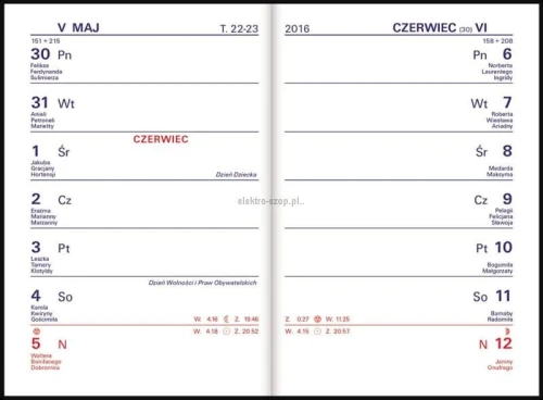 Kalendarz książkowy (terminarz) Wydawnictwo Telegraph TIK kieszonkowy 82 mm x 120 mm (K1)