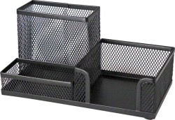 Przybornik na biurko Titanum metalowy 20x9,7x10 cm czarny (M-851B)