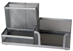 Przybornik na biurko Titanum metalowy 20x9,7x10 cm srebrny (M-851S)