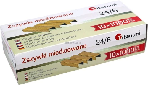 Zszywki 24/6 Titanum miedziowane 24/6 1000 szt