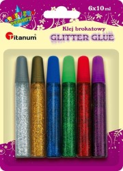 Klej w płynie Titanum Craft-Fun Series z brokatem 6 kolorów 10 ml