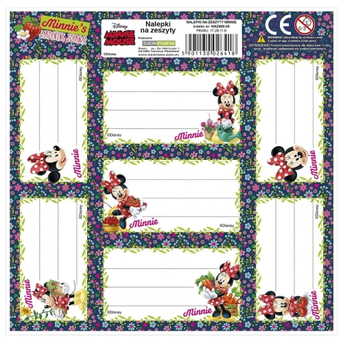 Naklejka na zeszyt Derform Myszka Minnie 165 mm x 165 mm (NNZMM)