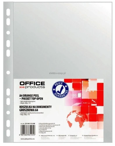 Koszulki na dokumenty Office Products groszkowe A4 kolor: przezroczysty typu U 30 mic. (21141115-90)