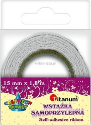 Wstążka Titanum Craft-Fun Series koronka bawełniana samoprzylepna biała 15 mm 1,8 m (D12-1)